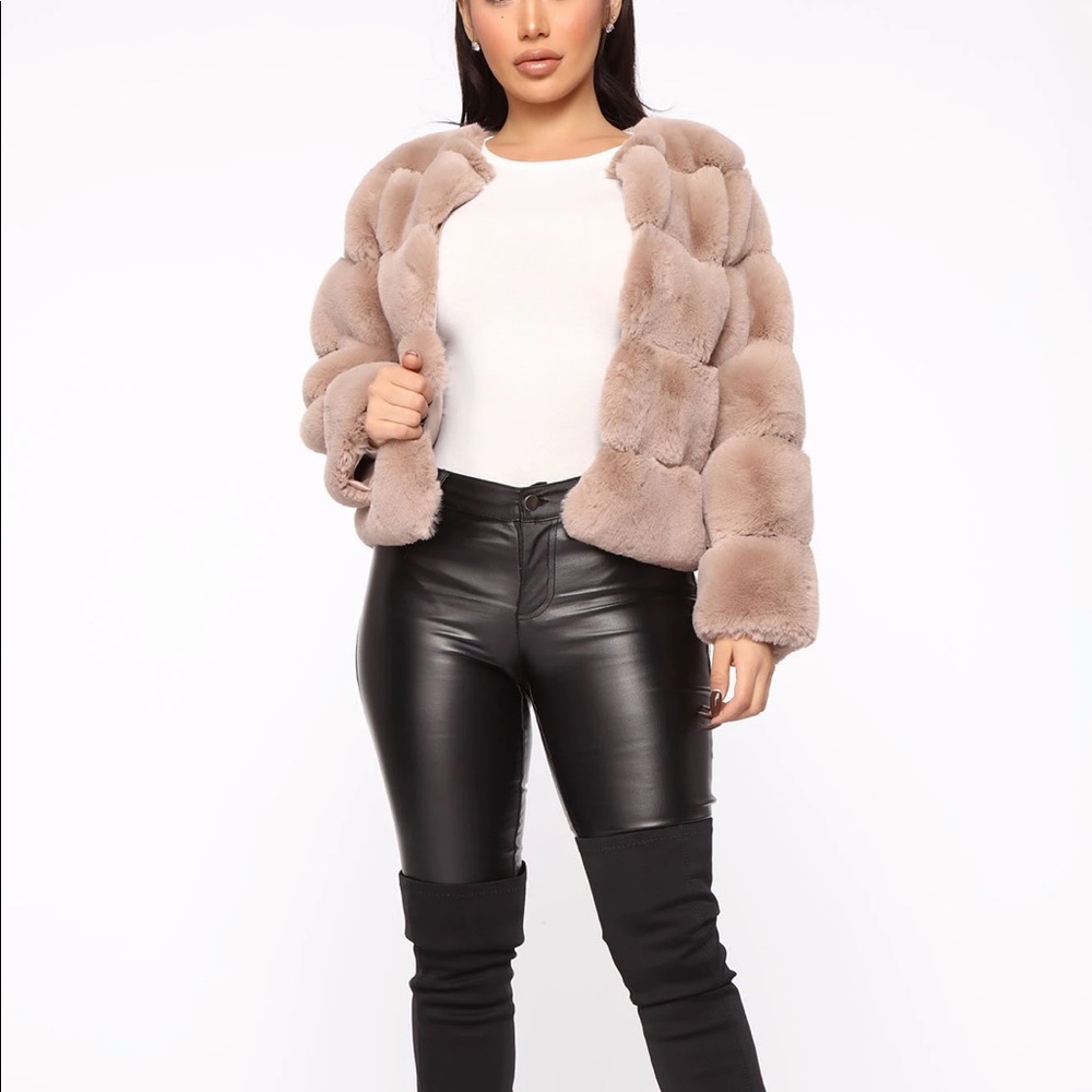 Mocha Faux Fur Coat Size Small
